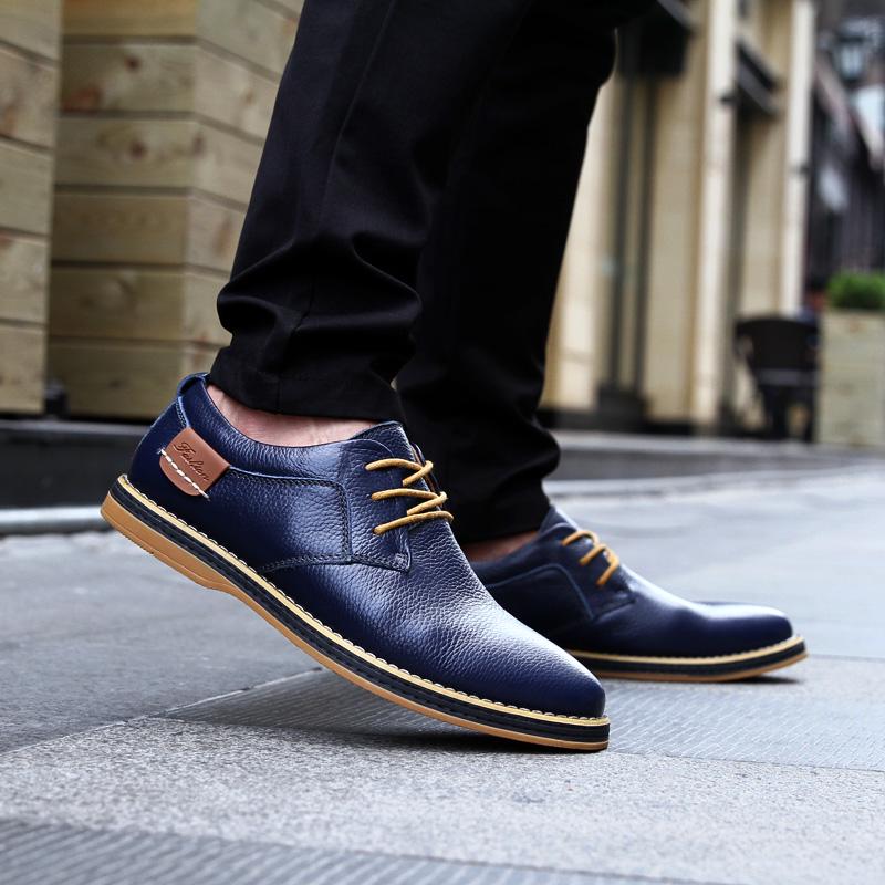 Fashion Leather Men Dress Shoes Oxfords Lace Up Italian Mens Casual Shoes Loafers Plus Size 38-48