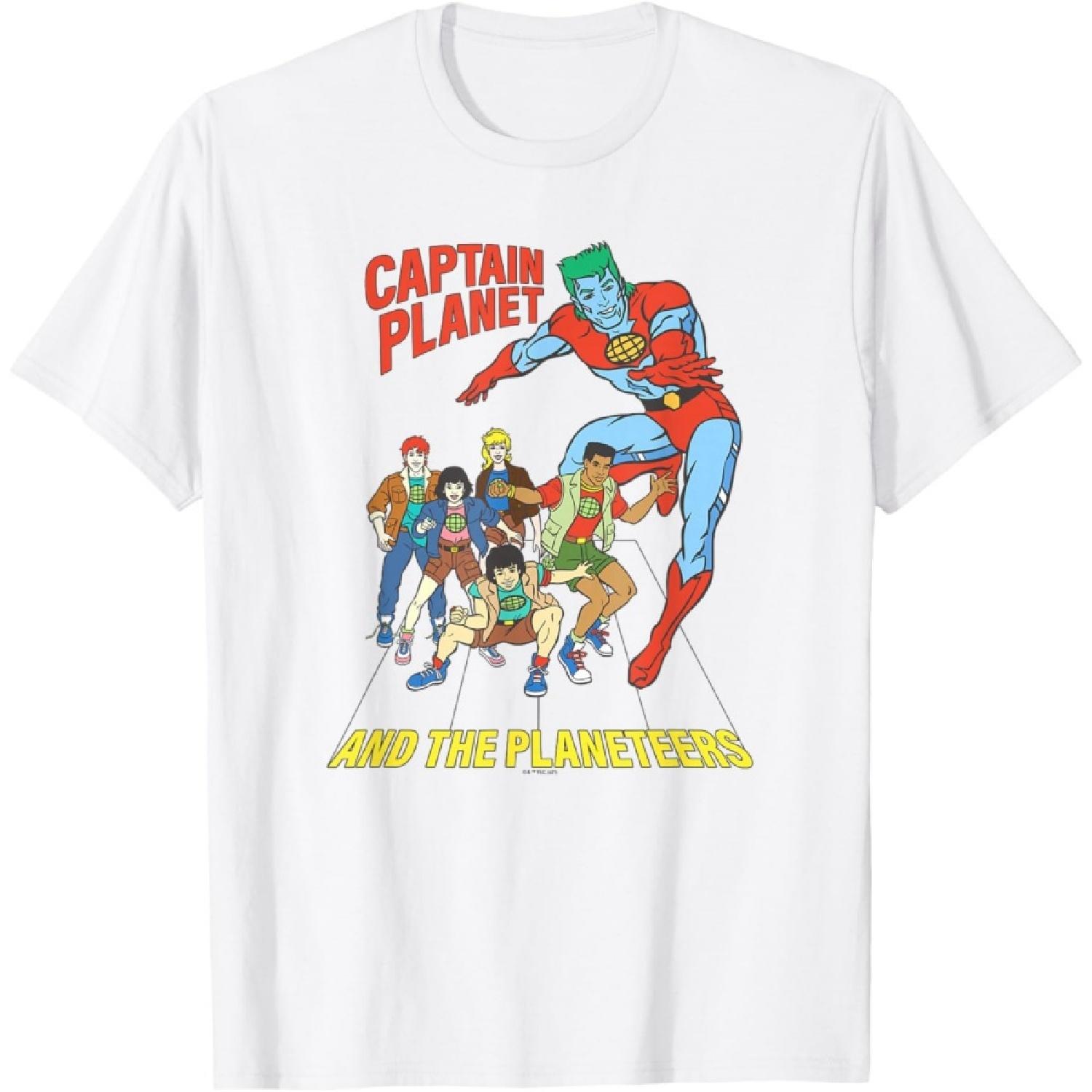 Captain Planet Planeteers United Retro Logo T-Shirt S белый
