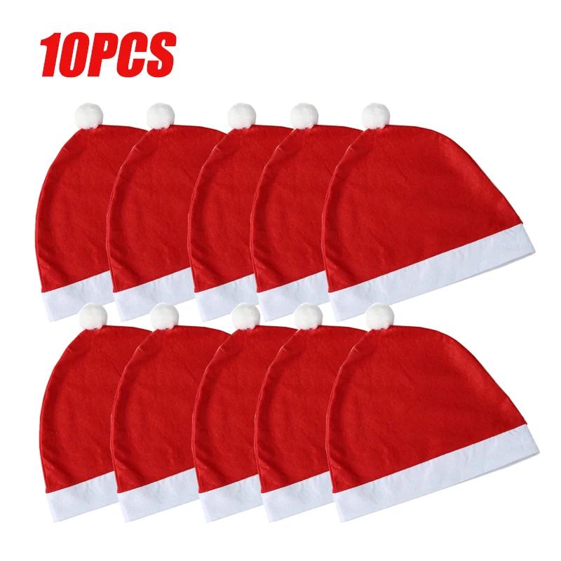 Automotive Christmas Decor King Size Santa Hat Headrest Cover Seat Back Cover for Holiday Vehicle Decoration