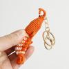Cute Shrimp Charm Keychains Cartoon Mini Hand Knitted Car Keyring Lovely Handmade Weaving Bag Charms Backpack Handbag Pendant