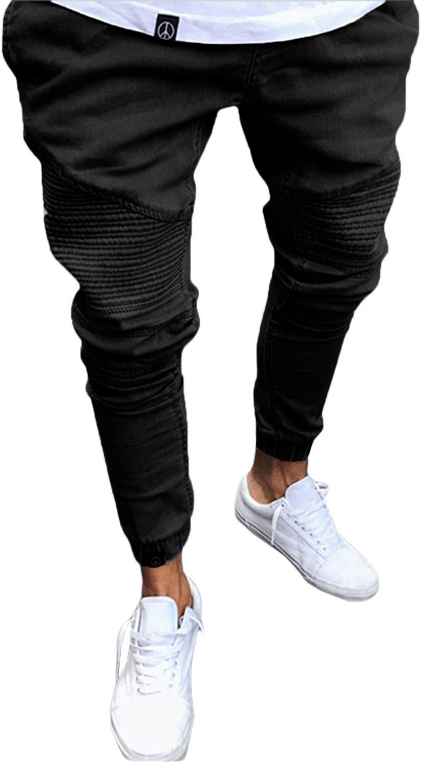 

[Petit de Francais] Rider Jeans, Distressed Jeans, Men s Pants, Hip Pad, Dry Cloth Pants, Business Slacks, Biker Denim, Rib 4 (Black, 07 M)