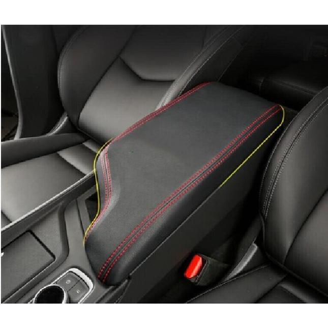 Black Leather Central Console Armrest Cover Trim Fit For Cadillac CT5 2020-2021