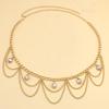 Trendy Rhinestone Gem Gold Crystal Wave Tassel Pendant Waist Chain