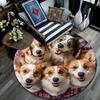 Corgi Dogs Round Area Rug,Carpet Rug for Living Room Bedroom Sofa Playroom Decor,Non-slip Floor Mat