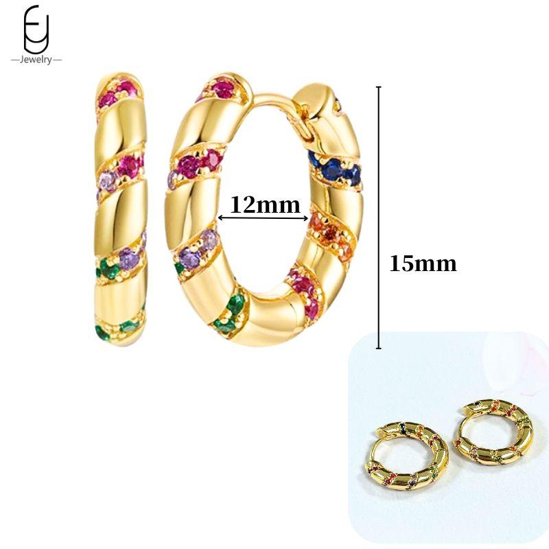925 Silver Ear Buckles Fashion Hoop Earrings Colorful Crystal Pendants Gold Earring Premium Luxury Women's Jewelry Gift