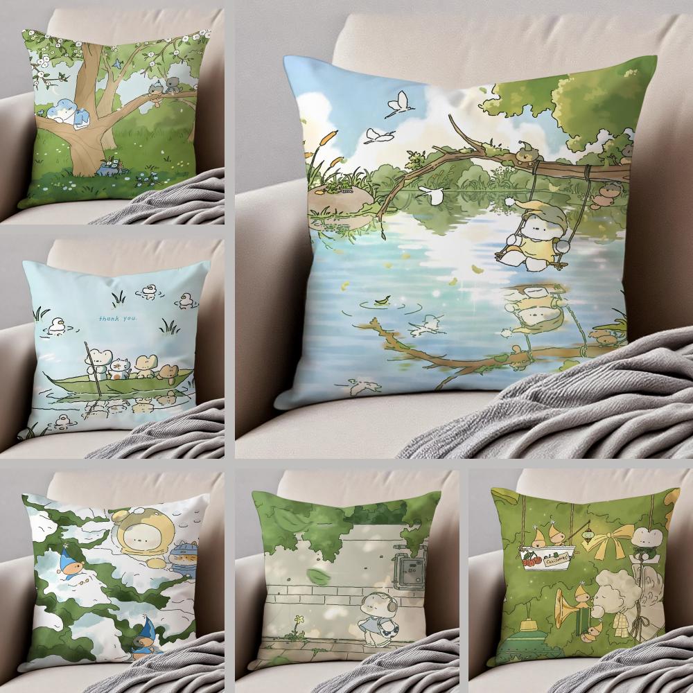 Author Somdoo Cute Animals Quiat And Peaceful Cushion Cover Throw Pillow Cover Hidden Button Durable Polyester Chair Cushion