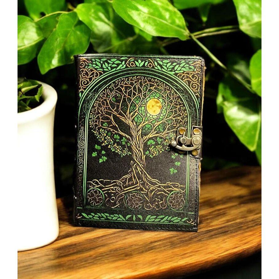leather journal, Print Tree of Life Journal, Blank spell book book of shadows Leather Celestial Gifts For Him Her