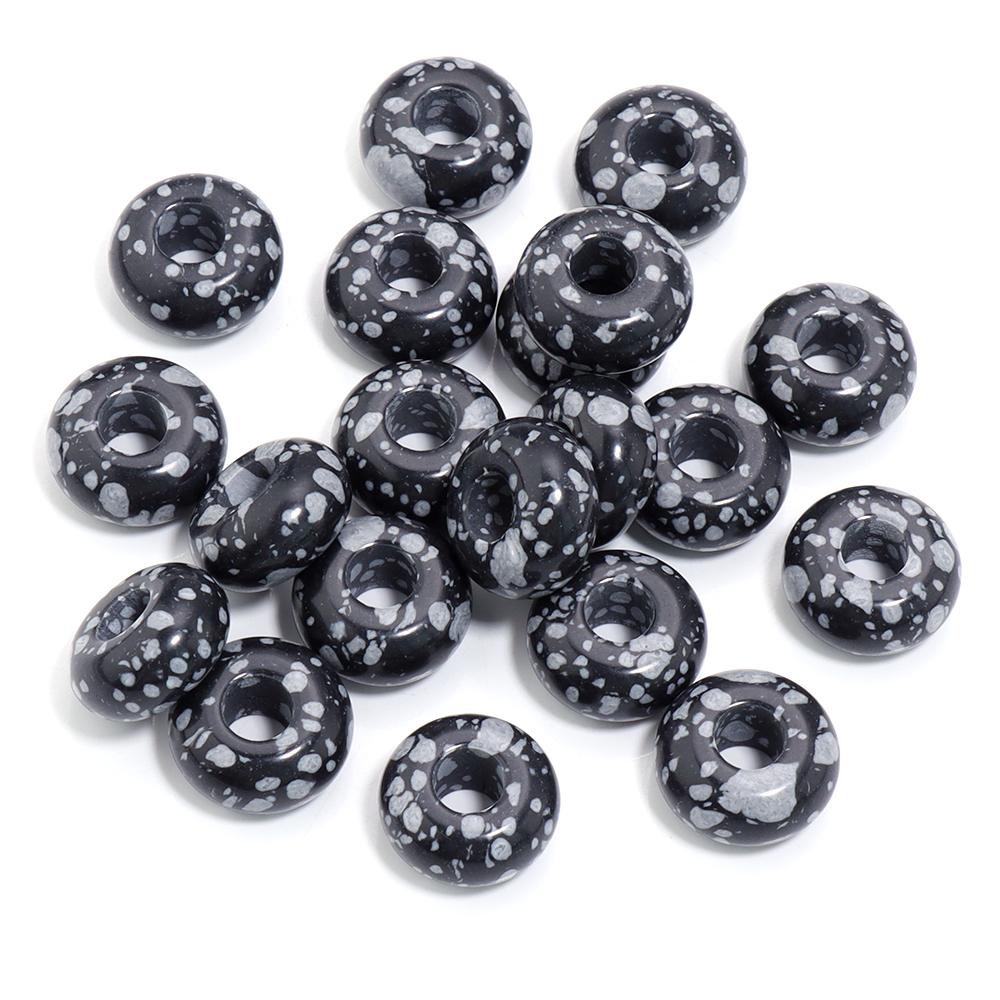 6pcs 14x8mm Natural Stone Beads Amethyst Tiger Eye Agate Jade Abacus Shape Big Hole Loose Beads for Jewelry Making DIY Bracelets