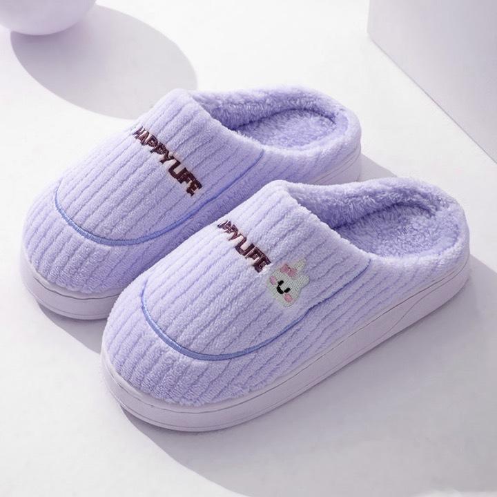 Women's Thick-soled Cotton Shoes for Indoor Home Use with Fleece and Anti-slip Couple Slippers
