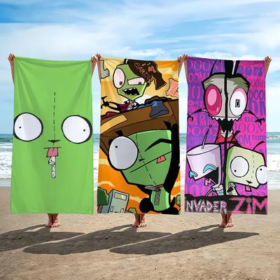 Cartoon I-Invader Zim Towel Beach Towel Travel Lightweight Skin Friendly For Pool Beach Camping Cruise Summer