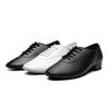 Men's Black & White Shiny Leather Low Heel Modern Dance Shoes with Soft or Fur Sole