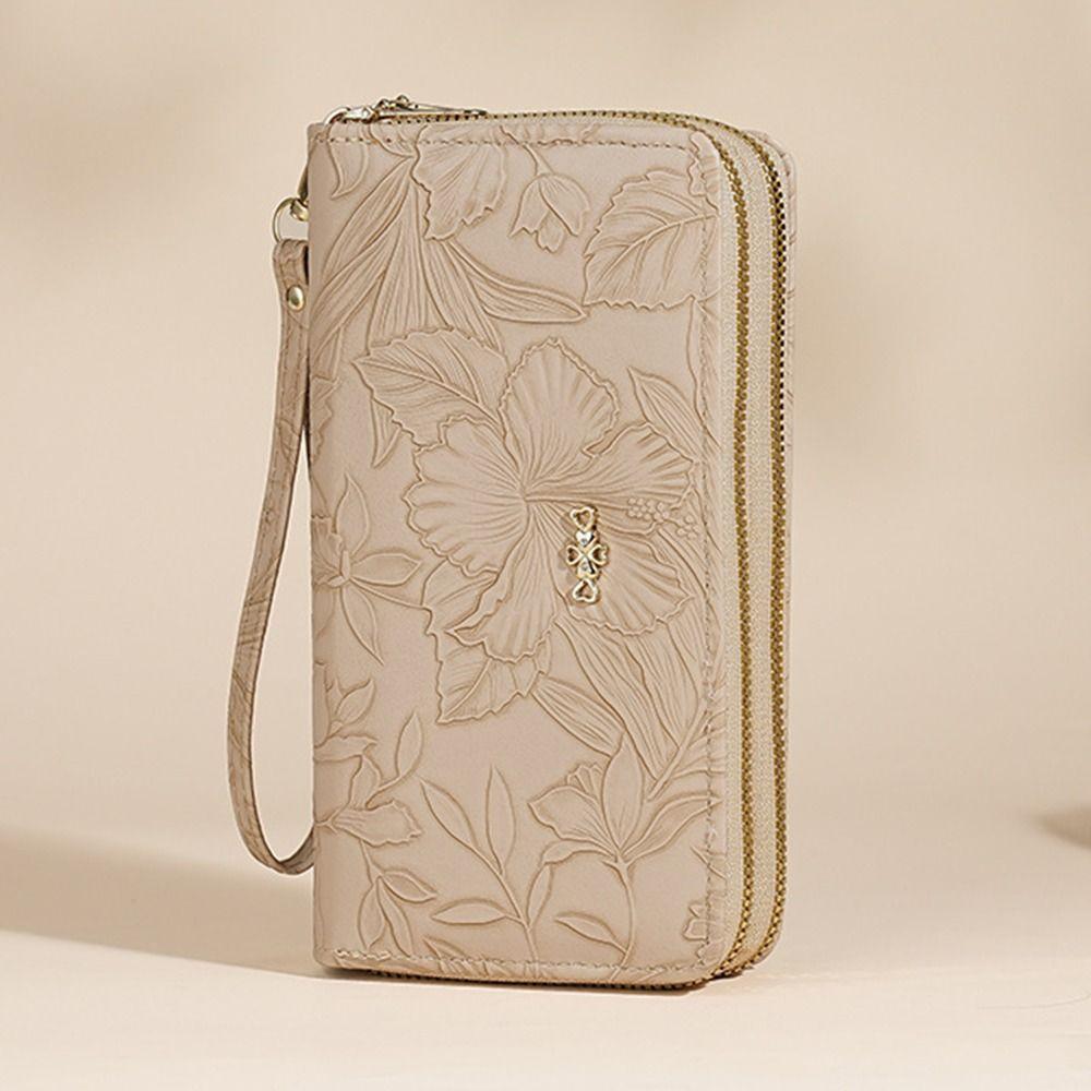 New Double Zipper Long Womens Wallet Large Capacity Multifunctional Clutch Bag Embossed Card Holder Purses Card Holder