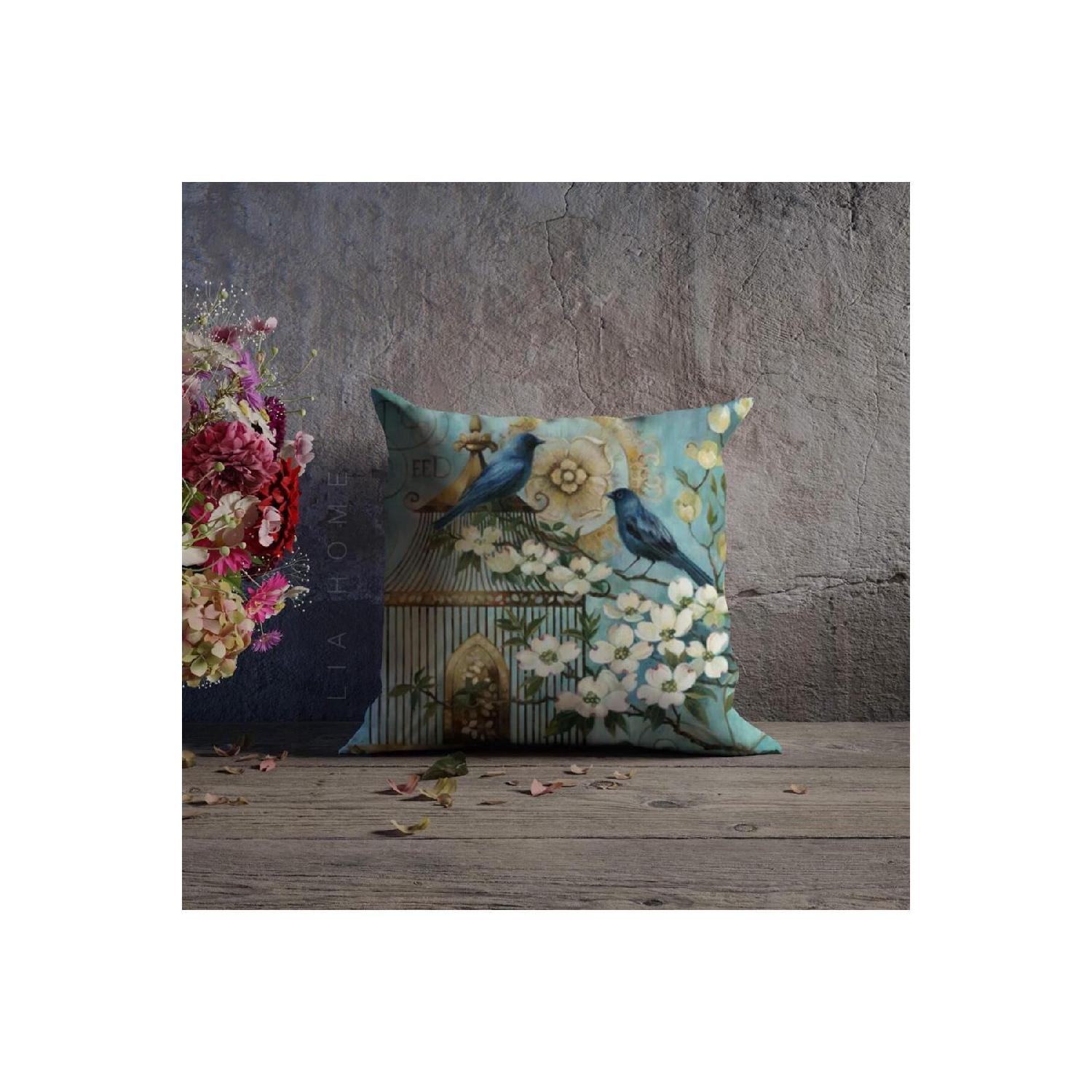 

Bird Patterned Double Sided Decorative Throw Pillow Case 43 x 43 колір синій белл