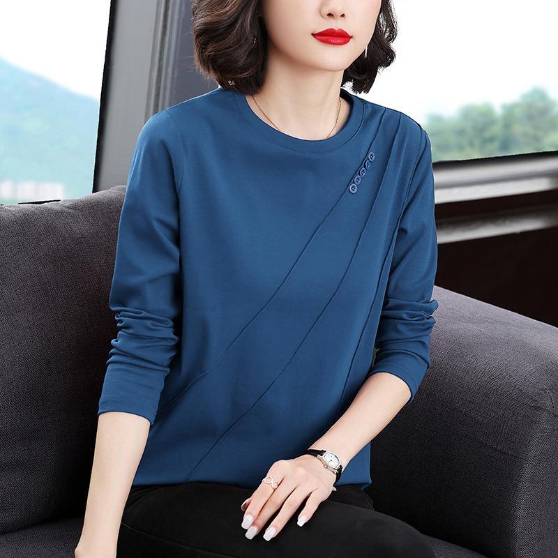Round Neck Long Sleeve Spring and Autumn New Loose Bottoming Shirt Fashionable Red Top
