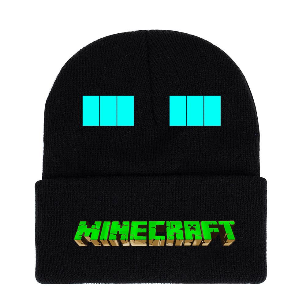 Minecraft Knit Beanie Cartoon Print Warm Unisex Winter Hat For Casual Wear