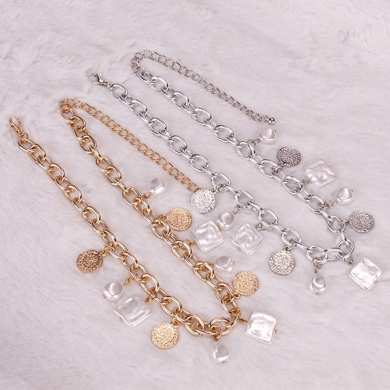 Geometric Gold Silver Alloy Multilayer Necklace For Women Spring 2021