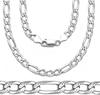 6mm Men's Hip Hop Textured Figaro 3:1 Cuban Chain Necklace - Stainless Steel Accessories