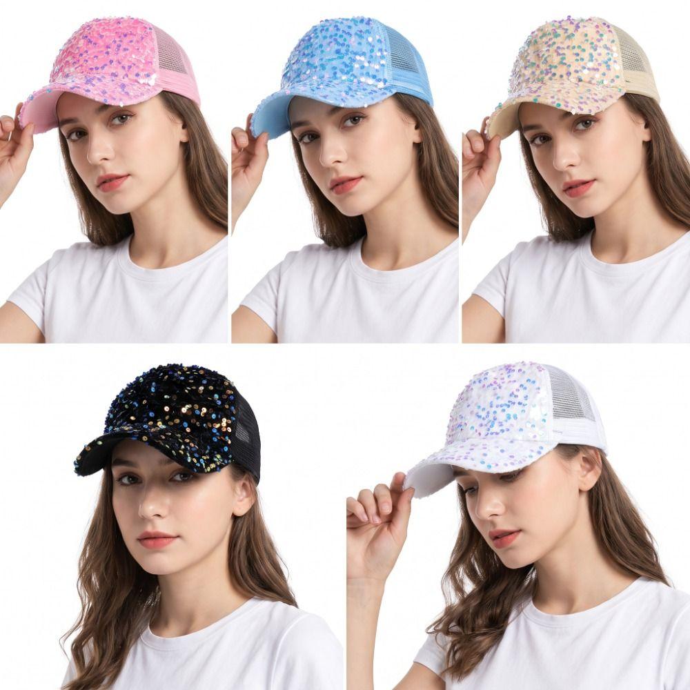 Shiny Sequin Baseball Hat Blingbling Sun Hat Fashion Sequins Baseball Cap Street Dance