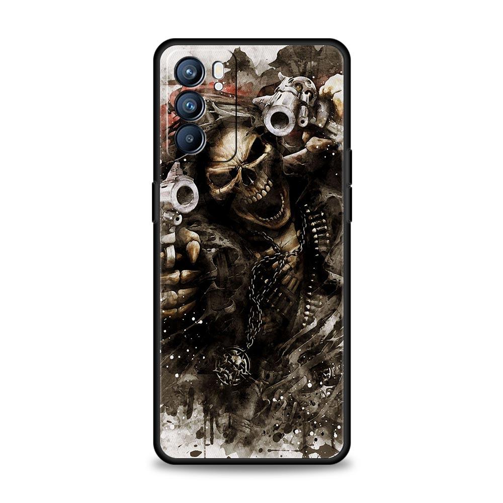 Grim Reaper Skull Skeleton Phone Case For Oppo Find X5 A54 A53 A52 A9 2020 A15 A95 A76 A74 A12 Reno7 SE Reno6 Pro Plus 5G Cover