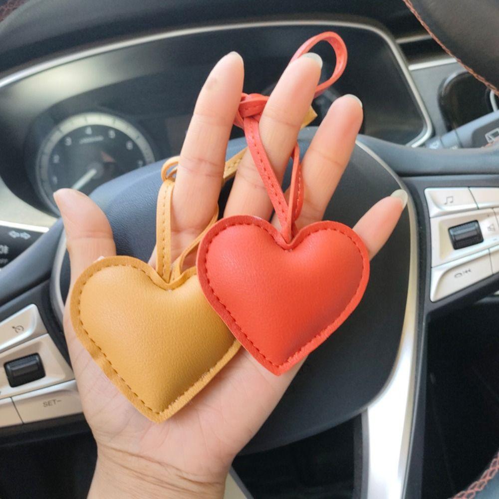 Car Keyring PU Leather Hanger Love Bag Pendant Multi-color Heart Keychain  Bag Ornament