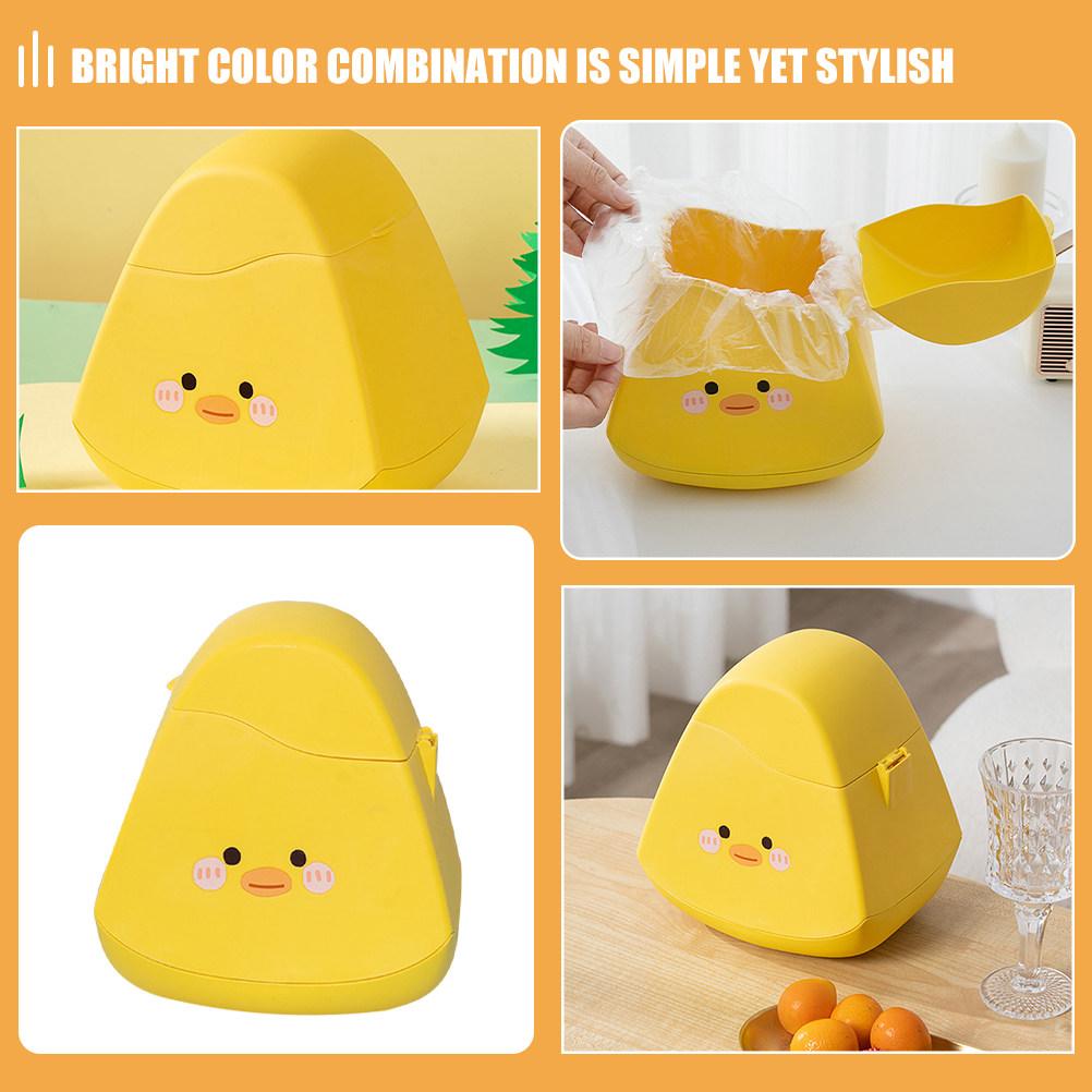 Mini Cute Desktop Trash Can Small Cartoon Waste Basket Compact Plastic Garbage Bin for Office Bedroom Storage Cute Trash Can