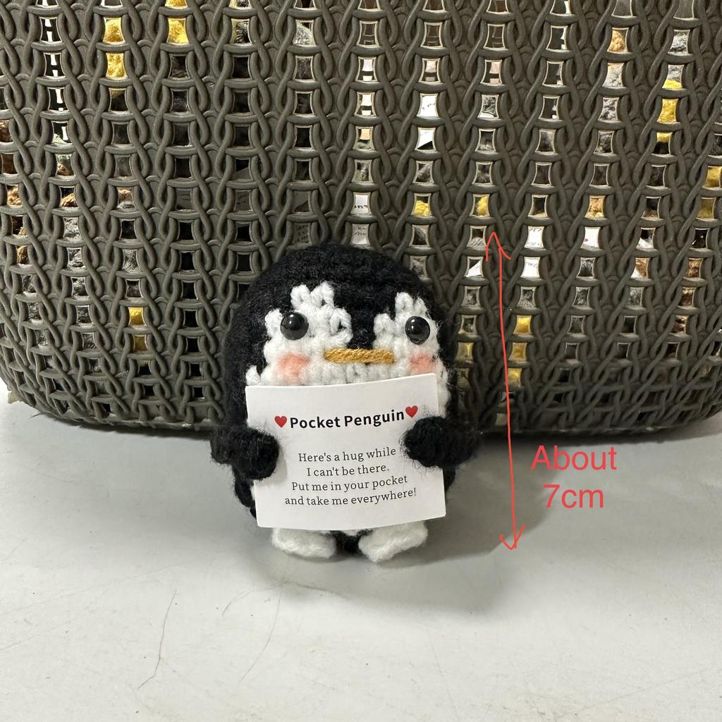 Finished Handmade Cotton Wool Frog Hat Reindeer Hat Penguin Doll Crochet Keychain