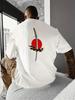 Unisexs Summer Crew Neck Short Sleeve T Shirt Back Print Japanese Katana Red Sun Cloud White Tee Streetwear LooseCasual Fashion Top