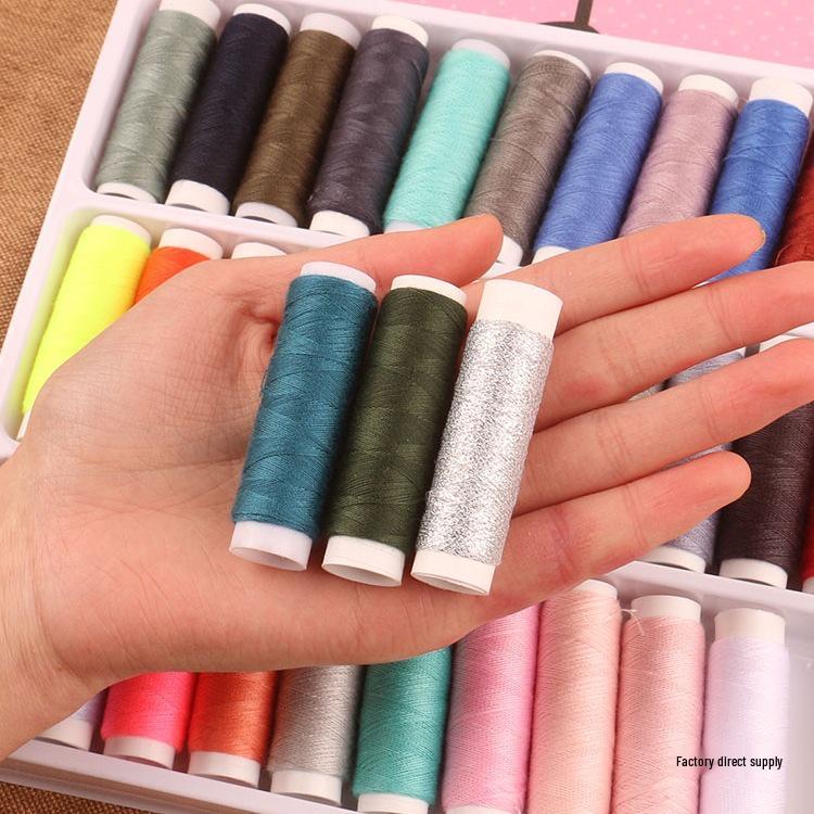39-Color Sewing Thread Set: Household Spools & Needles for Mending