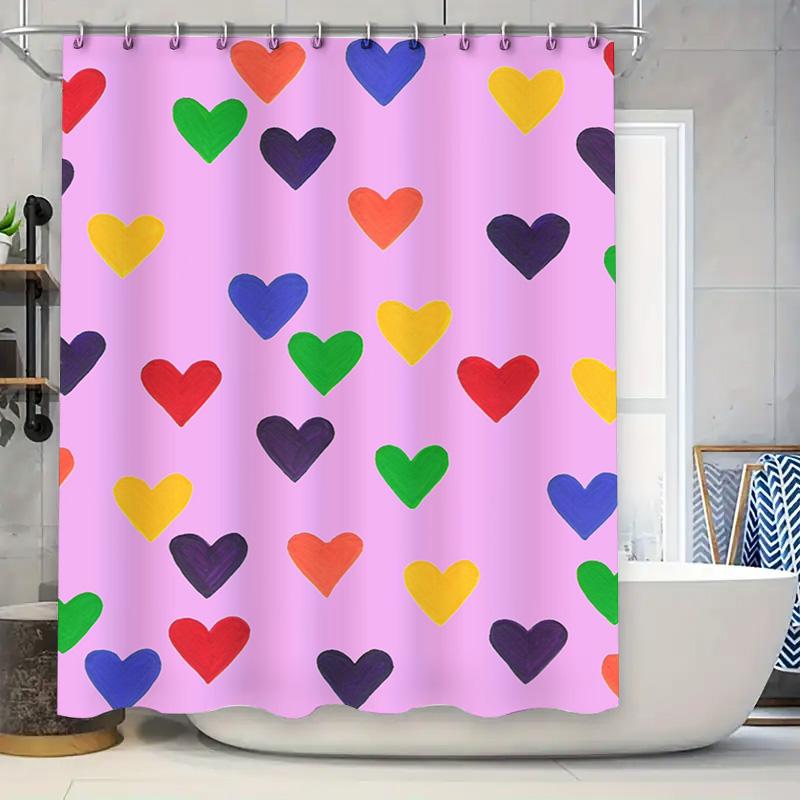 

Adorable Bathing Dog Shower Curtain Blue Polka Dot Design With Duck Floats W60H190(CM)-1 Pcs