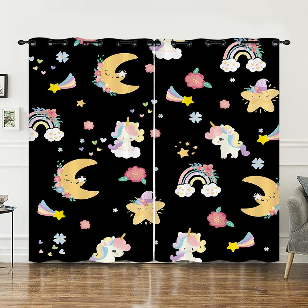 Curtain Unicorn Animal 3D Digital Printing Blackout Curtain Punching
