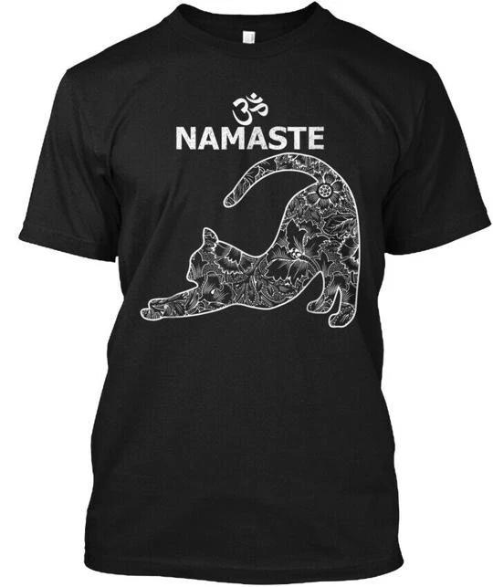Cat Yoga Namaste Om Funny F T-Shirt Made in the USA Size S to 5XL M