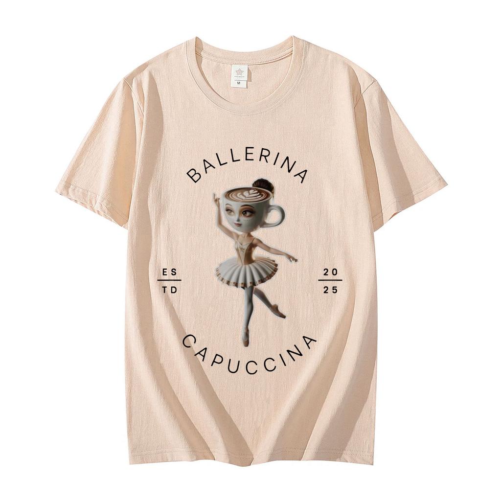 Ballerina Capuccina Funny Italian Brainrot Meme T Shirt Men Women Oversized Fashion Tshirt Summer Casual Pure Cotton Tshirts
