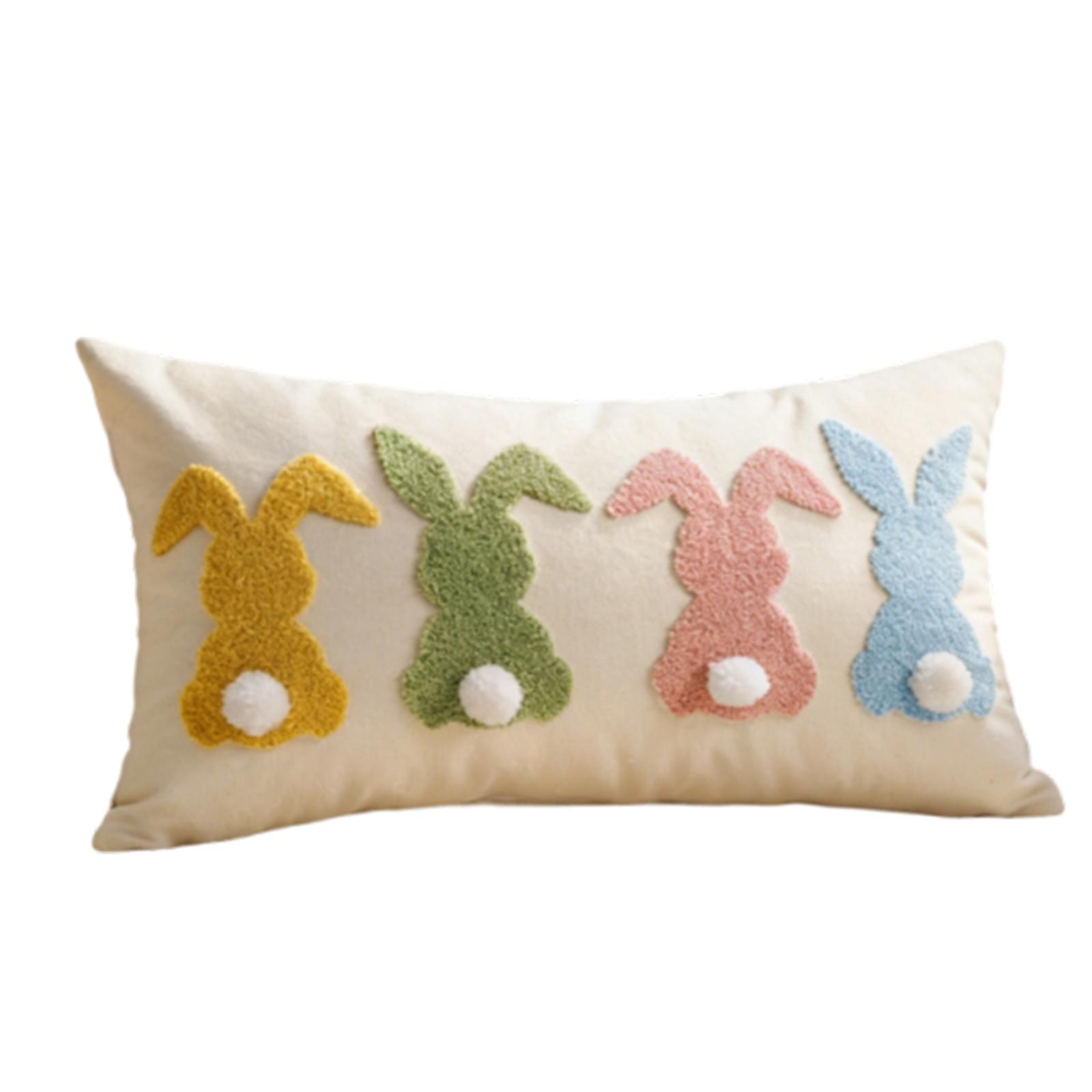 Easter Bunny 3d Embroidered Pillowcase For Living Room And Bedroom, Removable And Washable Pillowcase