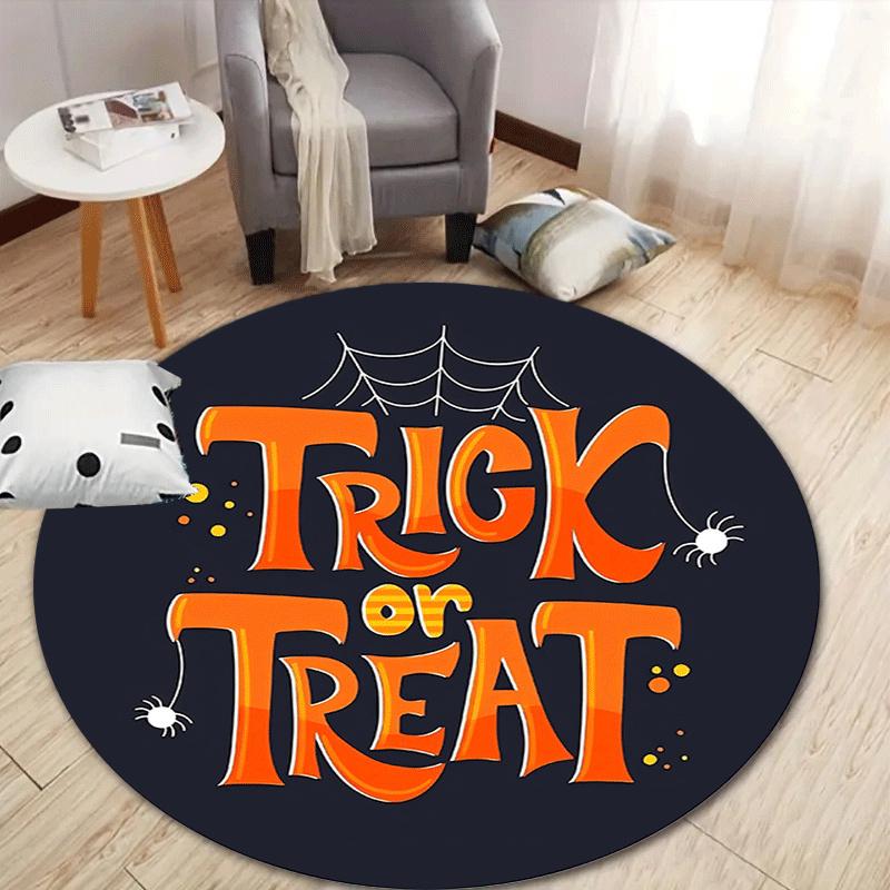 

1pc Soft, Absorbent & Non-Slip Trick or Treat Round Rug, Perfect for Entryway, Living Room, Bedroom Decor, Machine Washable Flannel Memory F 80cm by 80cm