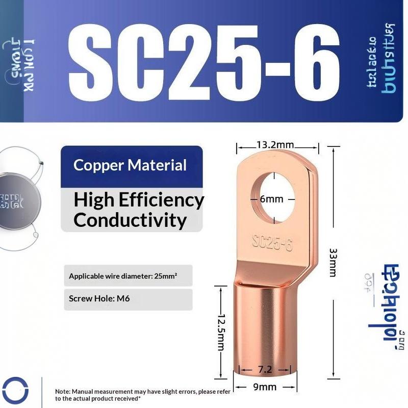 Cd Copper Lug Ring Wire Connectors Bare Cable Electric Crimp Terminal Sc4-6 Sc6-6 Sc6-8 Sc10-6 Sc16-6 Sc16-8 Sc25-8
