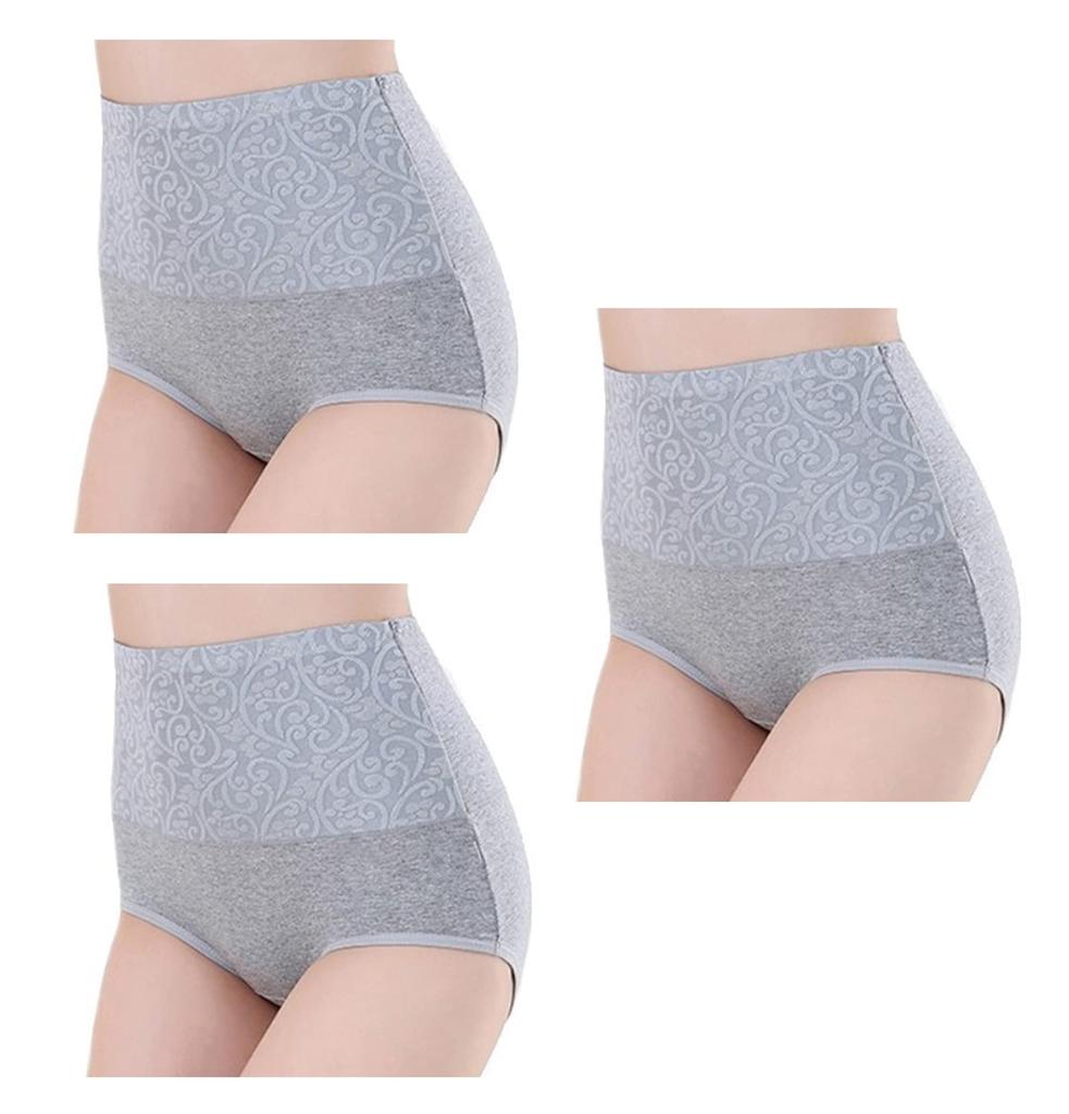 willmatch Set of Tummy Tightening Panties with Soft Cotton Pants for a487 3-Piece Girdle, High-Waisted Women, (L, Gray)