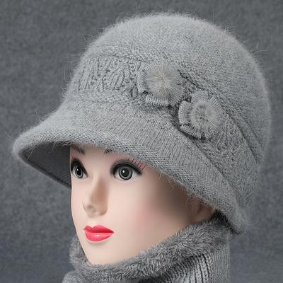 Winter Hat Female Mother In The Elderly Wool Knitted Thermal Basin Hat Elderly Grandmother Fleece Hat