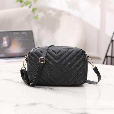 Women's Bag New Fashion Casual Bag Embroidery Thread Solid Color Messenger Bag Wave Pattern Shoulder Bag One Piece