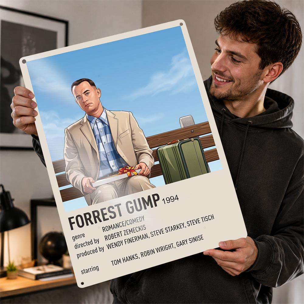 Forrest Gump Minimalistisches Kunstposter Retro D Gedruckte Metallschilder Benutzerdefinierte Wanddekoration Geschenk für Dekor Raum Schlafzimmer Sachen Zuhause