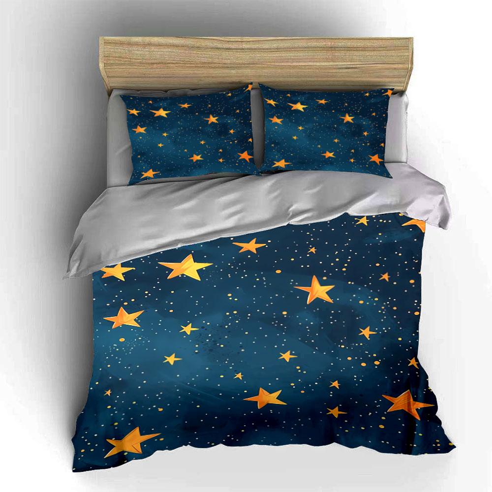 Set Biancheria da Letto Notte Stellata Copripiumino Copripiumino Federe (1 * Copripiumino 2 * Federe, senza piumino)