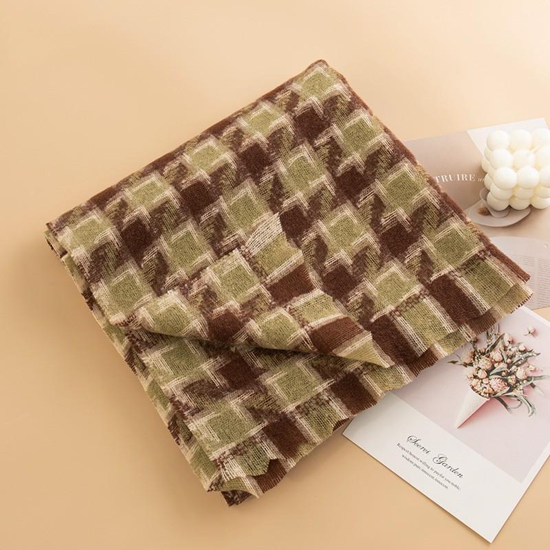 Womens Houndstooth Scarf Daily Commute Warm Neck Wrap Lightweight Shawl Fashion Accessory