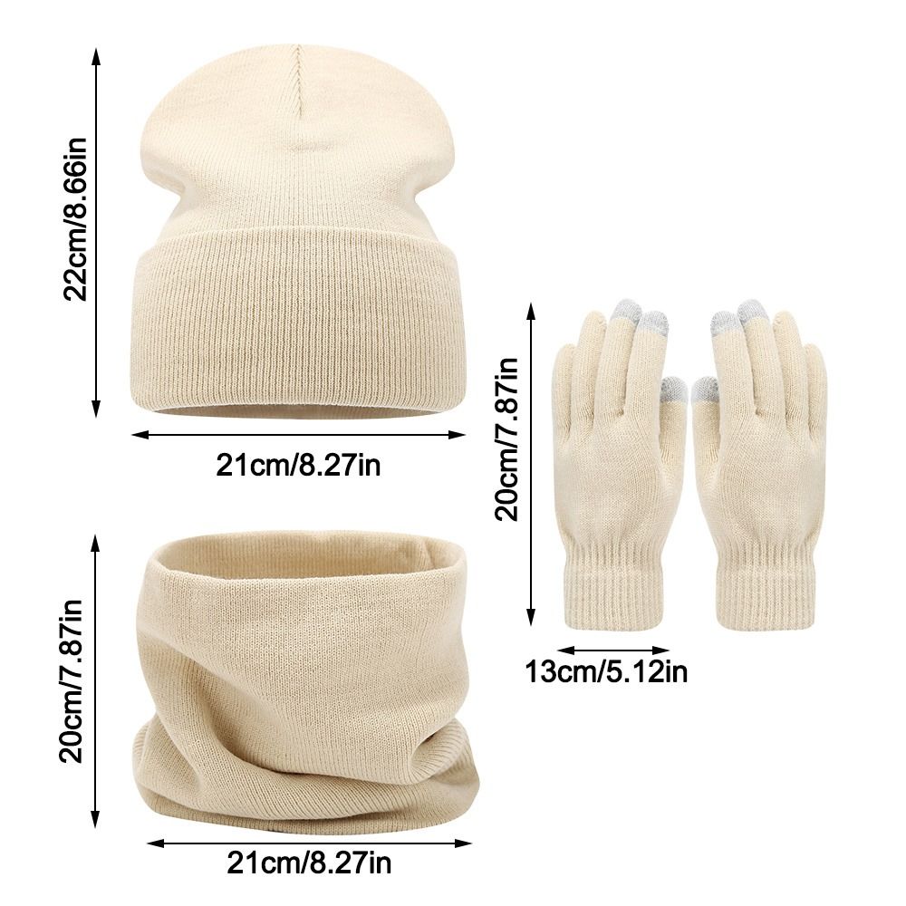 3Pcs/Set Windproof Knit Beanie Snood Set Thicken Scarf Neck Warmer for Men Women