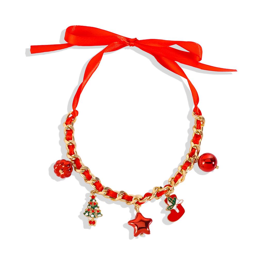 Snowflake Santa Pendant Trendy Creative Collarbone Chain Necklace