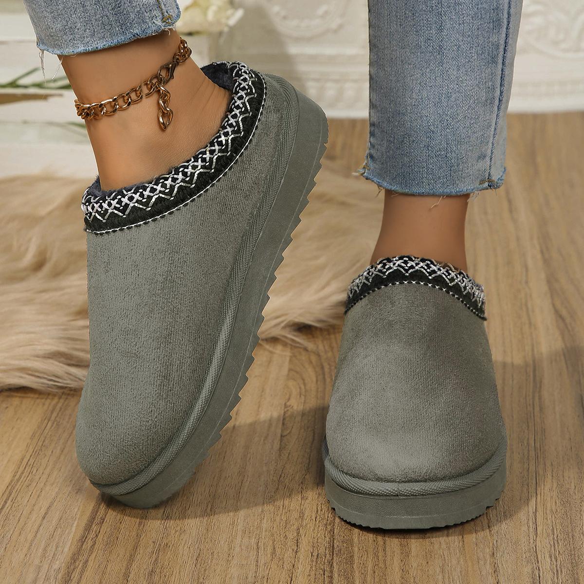 

Зимние женские сапоги из кашемира, теплые, толстые подошвы, без каблука, покрытые волосами, полутапочки из хлопка, теплые сапоги из кашемира 36 серый