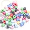 10Pcs/Lot Acrylic Color Square Beads Checkerboard Cube Big Hole Spacer Beads for Jewelry Making DIY Charms Kid's Toy Accessories