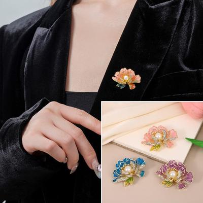 Elegant Peony Brooch: High-End Chinese Style Corsage Pin