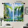 2pcs Waterfall & Tree Scenery Print Semi-Blackout Curta - Rod Pocket, Machine Washable, Fade Resistant Polyester Window Panel