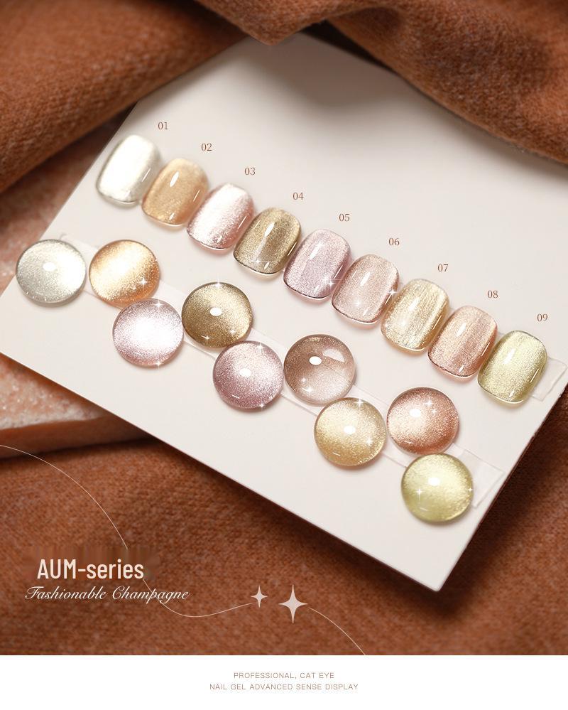 Champagne Cat Eye Gel Nail Polish - Whitening Manicure for Autumn/Winter