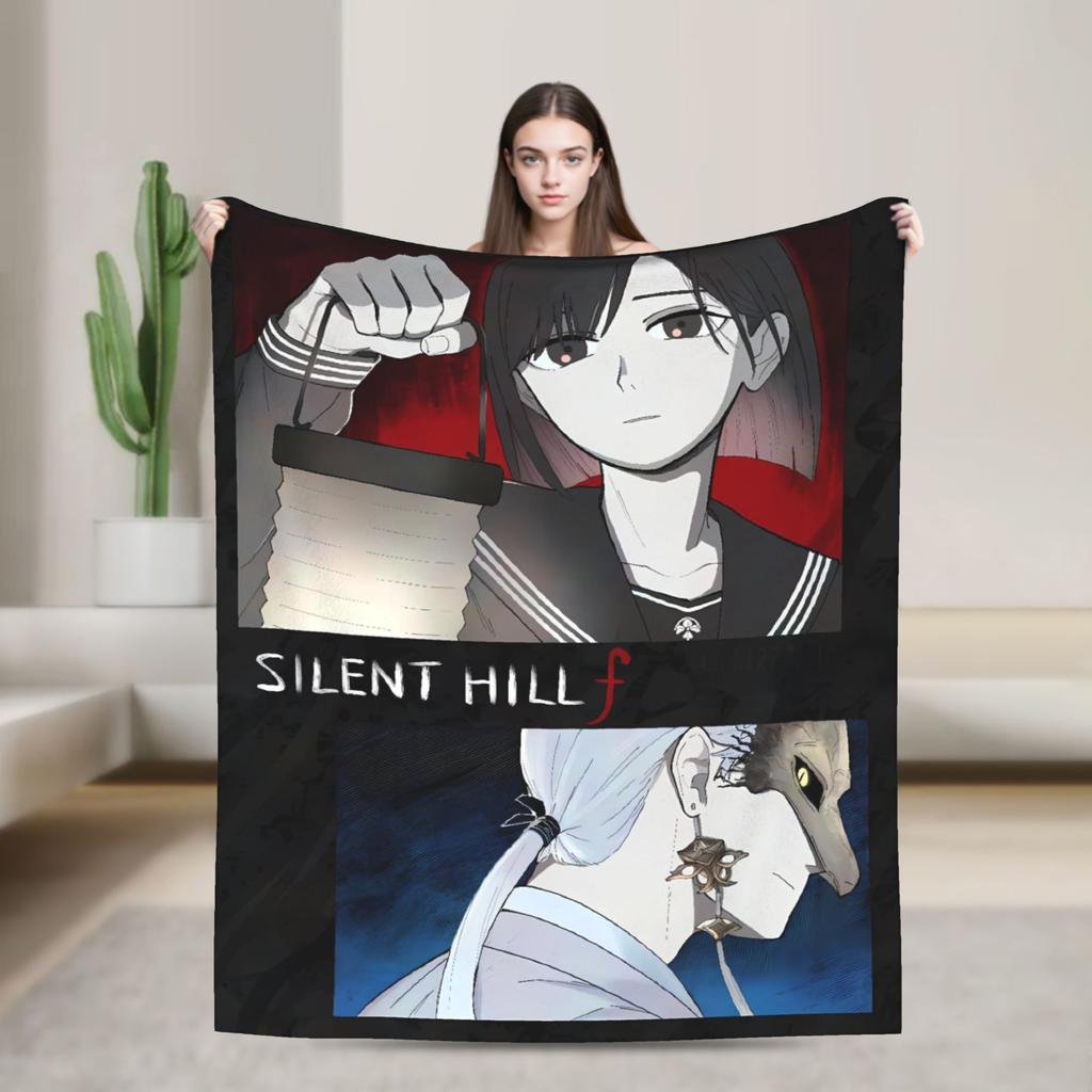 Silent Hill F Blanket Horror Game Super Warm Funny Plush Throw Blanket For Couch Bed Camping Flannel Bedspread Bed Cover