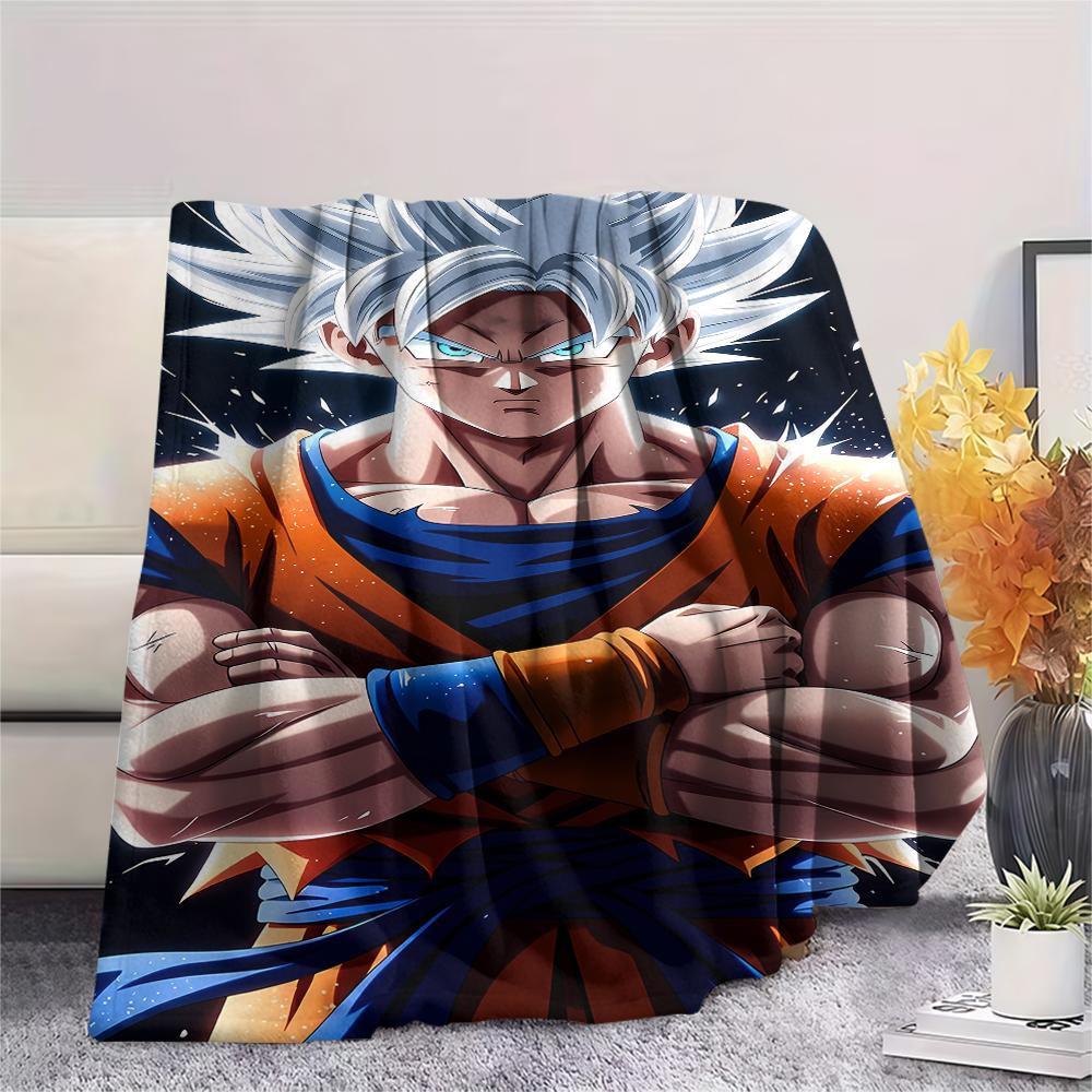 Dragon Ball Charaktere Druck Flanelldecke, Hohe Qualität, Bequem für Alle Jahreszeiten, Heimdekoration, Wärme und Komfort, Perfekt für Weihnachtsgeschenke